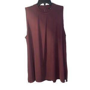Ann Taylor Rich Maroon Mock Neck Blouse